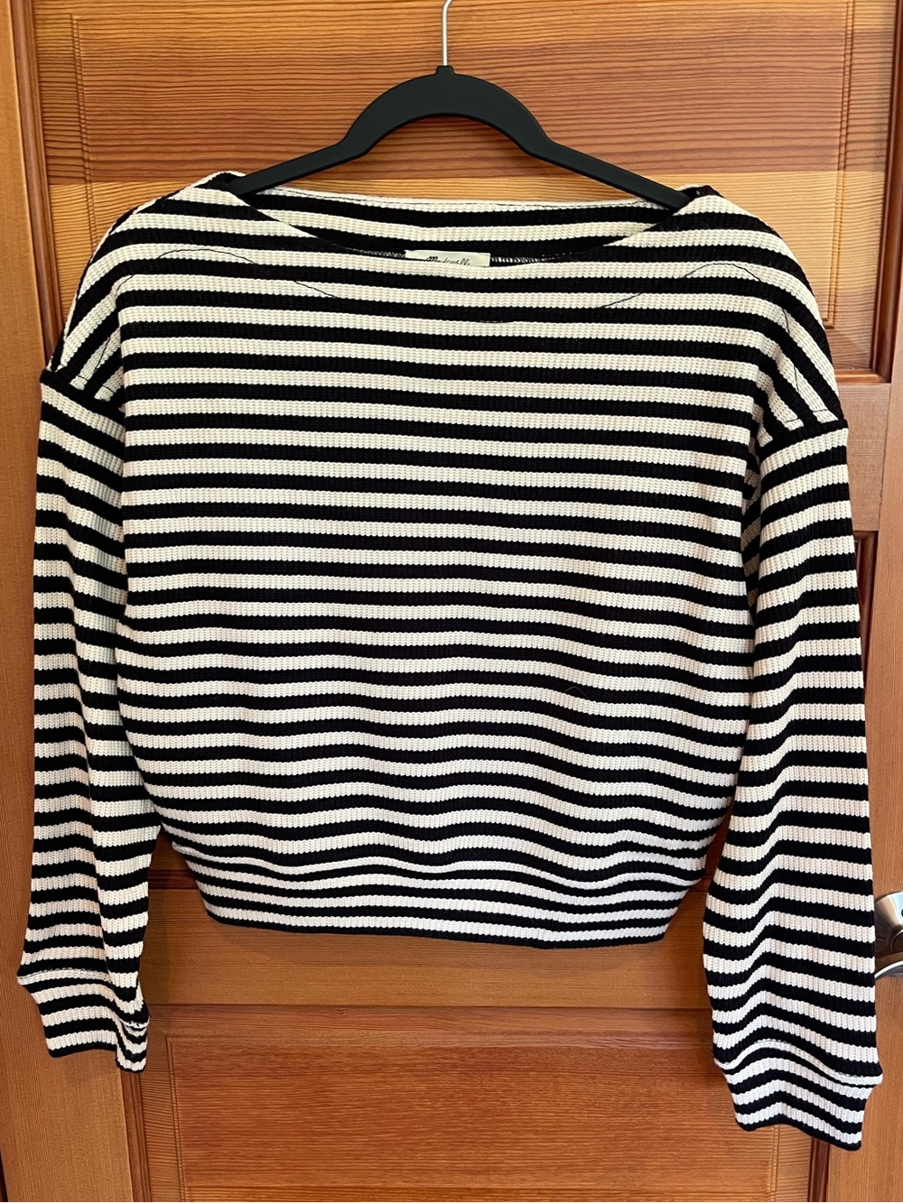 MADEWELL Black & Cream Striped Knit Boatneck Sweater - NWT - Small OR Medium